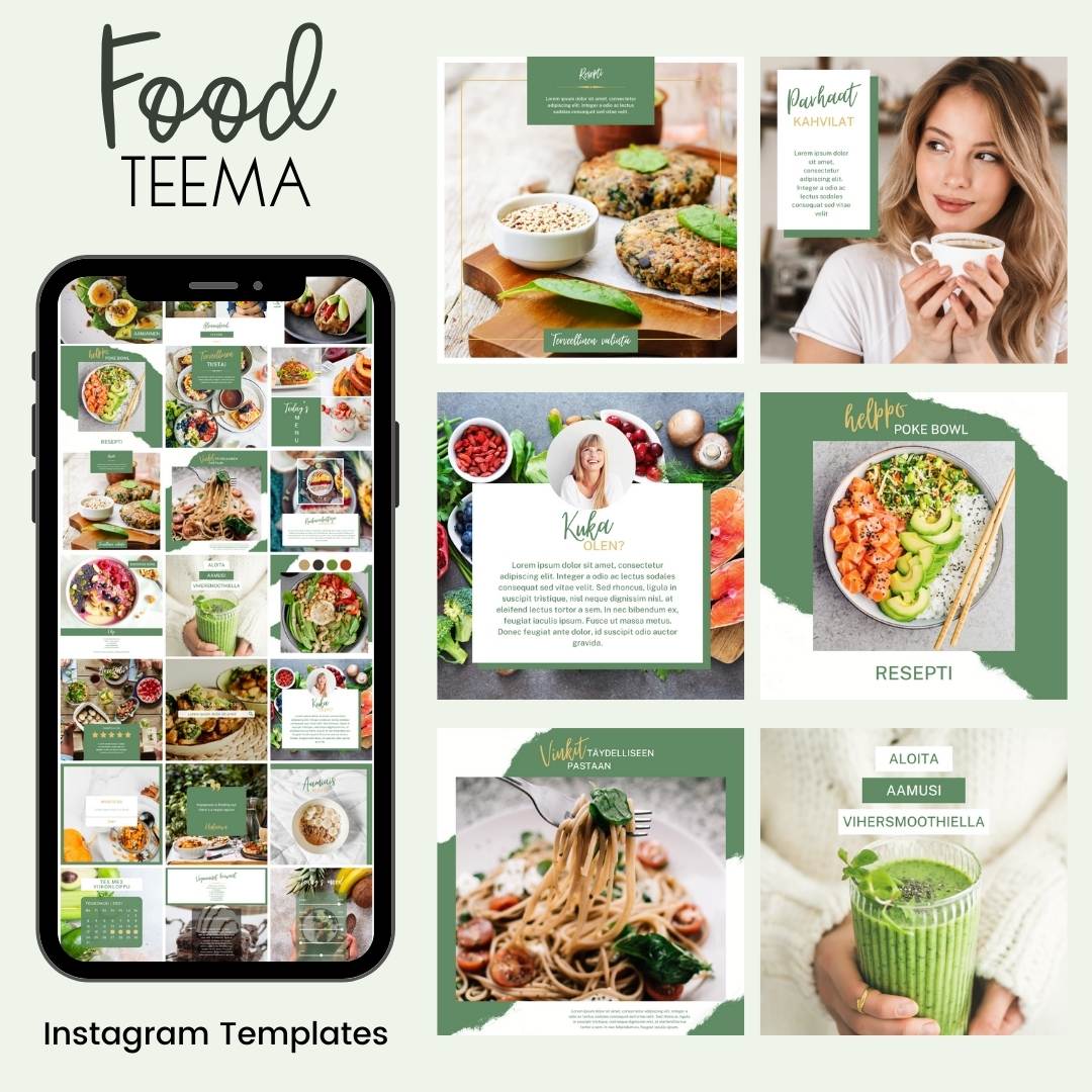 Ravintolan ruokakuviin sopivat Canva-mallipohjat Instagramiin ja sosiaaliseen mediaan Loov.fi