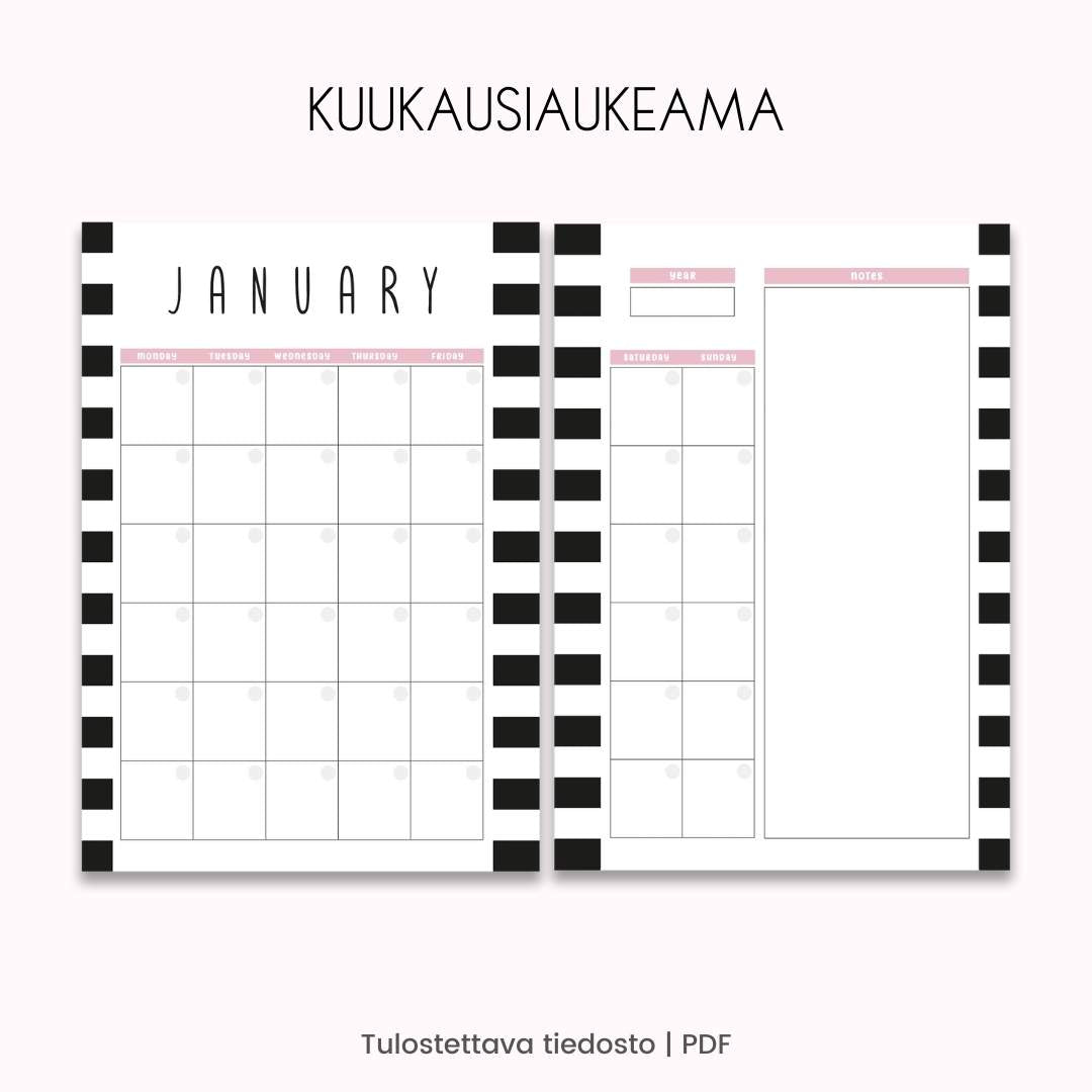 Loov.fi tulostettavilla kalenterisivuilla sanot hyvästi vuosittain uusittaville kalenterisivuille
