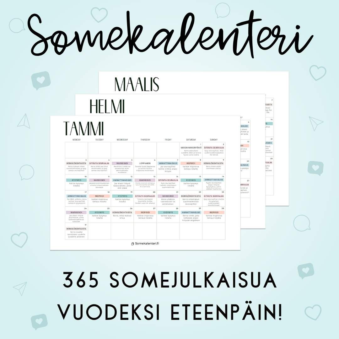 Somekalenteri 365 somejulkaisua vuodeksi eteenpäin Loov.fi